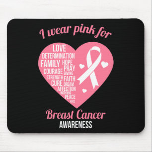 Ich trage rosa Ribbon Herz Coole Brustkrebs Awaren Mousepad