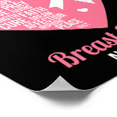 Ich trage rosa Ribbon Herz Coole Brustkrebs Awaren Poster (Ecke)