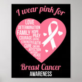 Ich trage rosa Ribbon Herz Coole Brustkrebs Awaren Poster (Vorne)