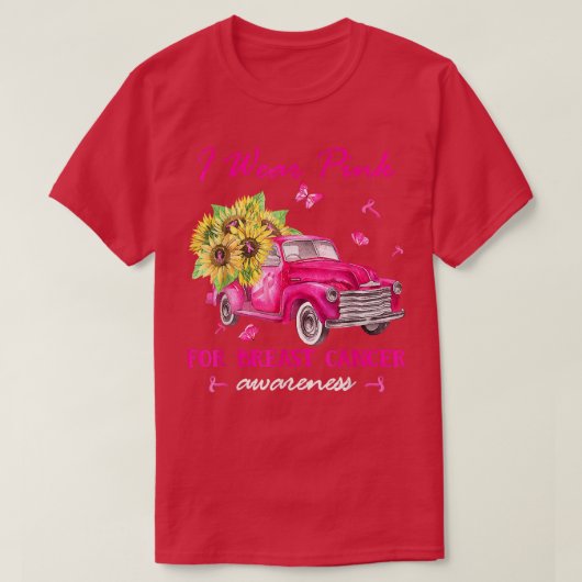 Ich trage Rosa wegen Brustkrebs Bewusstsein Sonnen T-Shirt (Design vorne)