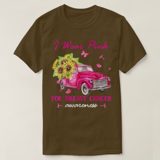 Ich trage Rosa wegen Brustkrebs Bewusstsein Sonnen T-Shirt (Design vorne)