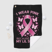 Ich trage Rosa wegen meiner lustenlosen Brustkrebs Golfhandtuch (Insitu)