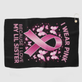 Ich trage Rosa wegen meiner lustenlosen Brustkrebs Golfhandtuch (Horizontal)