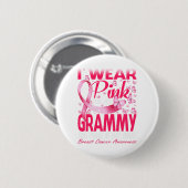 Ich trage Rosa wegen meines grauen Brustkrebs Button (Vorne & Hinten)