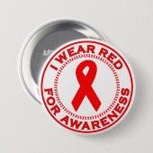 Ich trage Rot für Bewusstsein Button (Vorne & Hinten)