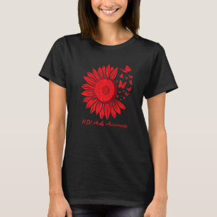 Ich trage Rot für HIV AIDS Bewusstsein Sonnenblume T-Shirt