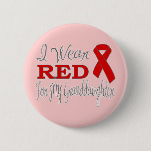 Ich trage Rot für meine Enkelin (rotes Band) Button