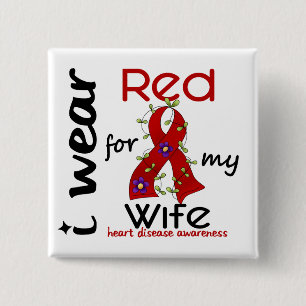 Ich trage Rot für meine Herz-Krankheit der Button