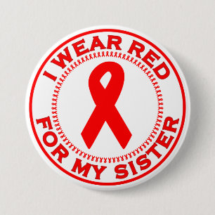 Ich trage Rot für meine Schwester Button