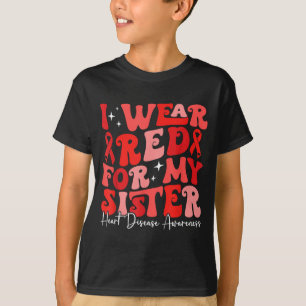Ich trage Rot für meine Schwester Retro-CHD-Bewuss T-Shirt
