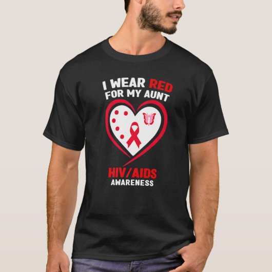Ich trage Rot für meine Tante HIV-Aids-Bewusstsein T-Shirt (Vorderseite)