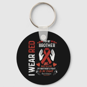 Ich trage Rot für meinen Bruder, der heftige Herze Schlüsselanhänger