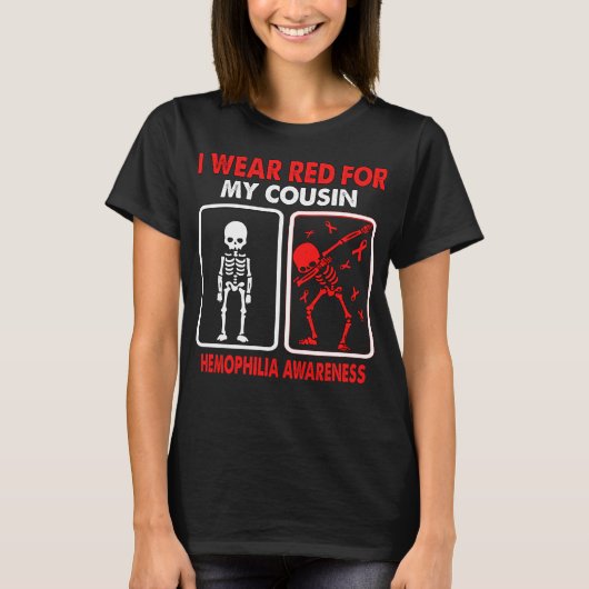 Ich trage Rot für meinen Cousin HEMOPHILIA AWARENE T-Shirt (Vorderseite)
