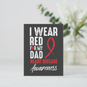 Ich trage Rot für meinen Vater Herzerkrankung Bewu Postkarte (Stehend Vorderseite)