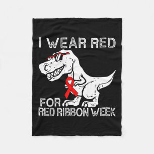 Ich trage Rot für Red Ribbon Week Dino T-rex Boys  Fleecedecke