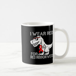 Ich trage Rot für Red Ribbon Week Dino T-rex Boys Kaffeetasse
