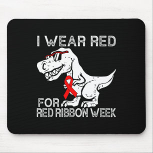 Ich trage Rot für Red Ribbon Week Dino T-rex Boys Mousepad