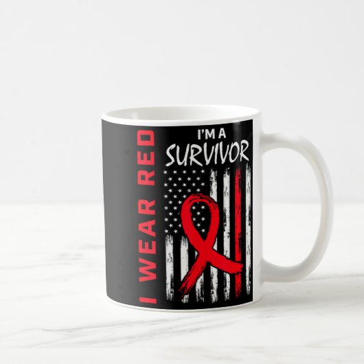 Ich trage Rot, ich bin ein Überlebender, Herzkrank Kaffeetasse (Rechts)