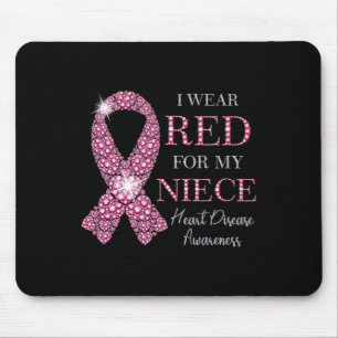 Ich trage Rot wegen meiner Nichte-Rot-Ribbon-Herze Mousepad