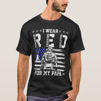 Ich trage rote Freitage für meinen Papa Militärunt T-Shirt