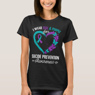 Ich trage Türkis Lila für Präventionsbewusstsein D T-Shirt