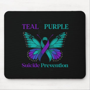Ich trage Türkis & Lila Schmetterling Selbstmordpr Mousepad