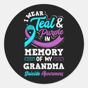 Ich trage Türkis und Lila in Erinnerung an meine O Runder Aufkleber
