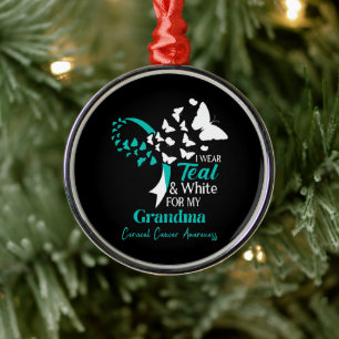 Ich trage Türkis und Weiß, meine Oma Gebärmutterha Ornament Aus Metall
