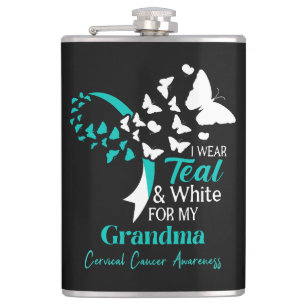 Ich trage Türkis und Weiß meine Oma Gebärmutterhal Flachmann