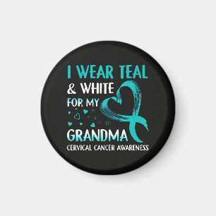 Ich trage Türkis und Weiß meine Oma Gebärmutterhal Magnet