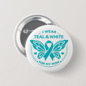 Ich trage Türkis & Weiß für meine Mutter Button (Vorne & Hinten)