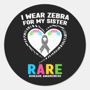 Ich trage Zebra für meine Schwester seltene Krankh Runder Aufkleber
