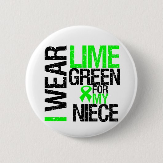 Ich trage Zitronengrün für mein Nichte Lymphom Button (Vorderseite)
