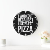 Ich trainiere, weil ich Pizza mag - Funny Gym Nove Große Wanduhr (Zuhause)
