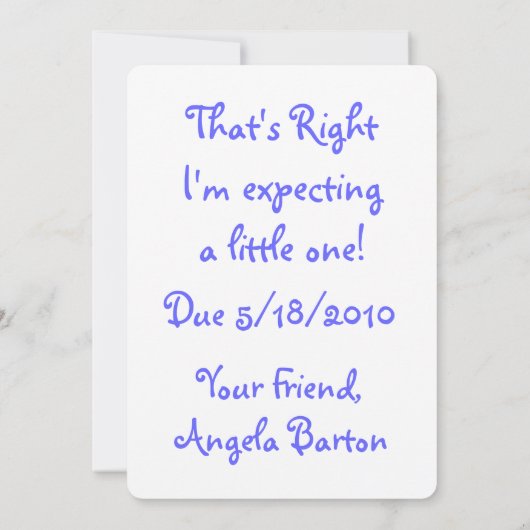 Ich trank die Ankündigung der Wasserschwangerschaf (Rückseite)