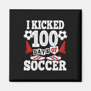 Ich trat 100 Tage Schule Lustige Fußball-Kinder Magnet