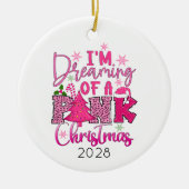 Ich träume von einem rosa Weihnachten Keramik Ornament (Vorne)