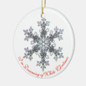 Ich träume von einer weißen Weihnachtsschneeflocke Keramik Ornament (Links)