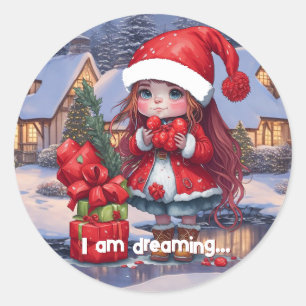 Ich träume von Weihnachten.. Runder Aufkleber