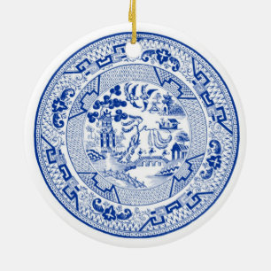 Ich träume von weißem Weihnachten a (Blau u.) Keramik Ornament