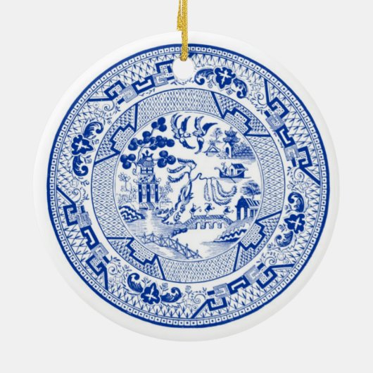 Ich träume von weißem Weihnachten a (Blau u.) Keramik Ornament (Hinten)