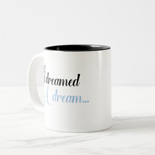 Ich träumte einen Traum... Zweifarbige Tasse (Vorderseite Links)