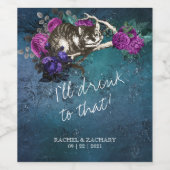 Ich trinke auf diese Alice im Wunderland Hochzeit Weinetikett (Einzelnes Label)