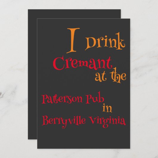 Ich trinke Cremant im Patterson Pub Einladung (Vorne/Hinten)