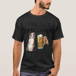 Ich trinke gerne Bier und Hunde Merle Collie Dog T-Shirt