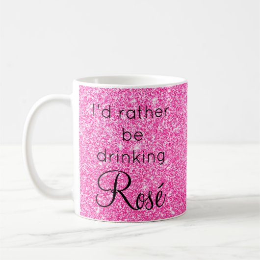 Ich trinke lieber Rosé-Rosa-Glitzer-Sparkle Kaffeetasse (Links)