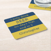 Ich trinke nur Biermeere und Gold mit einem Namen Rechteckiger Pappuntersetzer (angewinkelt)