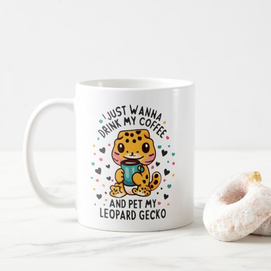 Ich trinke nur Kaffee und Haustiere meinen Leopard Kaffeetasse (Mit Donut)