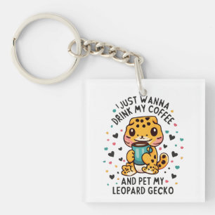 Ich trinke nur Kaffee und Haustiere meinen Leopard Schlüsselanhänger