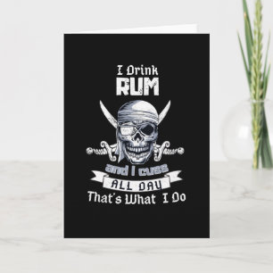Ich trinke Rum Piratenschädel Flagge Jolly Roger K Karte